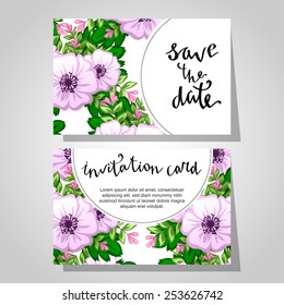 Set of invitations with floral background