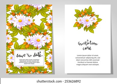 Set of invitations with floral background