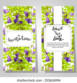 Set of invitations with floral background