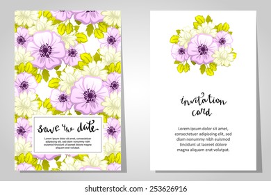 Set of invitations with floral background