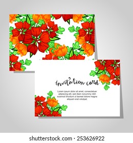 Set of invitations with floral background