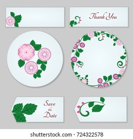 A set of invitations with ornament in the Slavic folk style. For used for web, wallpaper, printing on the paper.