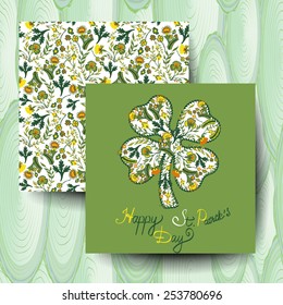 Set of invitations St. Patrick's Day with floral background