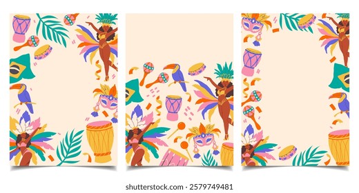 Set of invitations, templates for Brazilian carnival