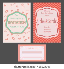 Set of invitations. Vector illustration.