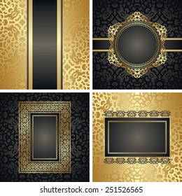 Set of invitations with vintage decoration. Decorative frames. All cards have seamless background. Original design                          