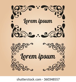 Set for invitations vintage ornaments with floral elements , greeting cards and postcards.vector illustration