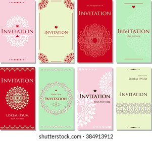 A set of invitations for a wedding celebration. Beautiful card, letterhead for the text. Gentle pastel shade. Bright colors.