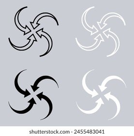 Set of Inward arrow icon. Four Arrows icon sign symbol in trendy flat style. Arrow pointing center vector icon illustration isolated on gray background