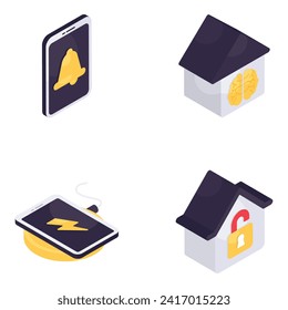 Set of Iot and Technology Isometric Icons


