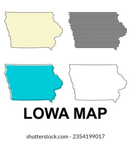 Set of Iowa map, united states of america. Flat concept icon vector illustration .