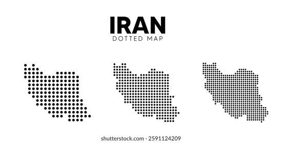 Set of Iran dotted map vector on white isolated