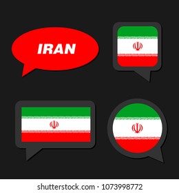 Set of Iran flag in dialogue bubble
