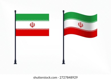Set of Iran Flags Isolated for Independence Day Celebration