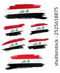 set of iraq flag with style grunge brush solid isolated white background transparent, suitable for commemorating national day of iraq, celebrate of iraq independence day, editable vector illustration 