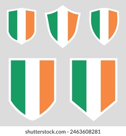 Conjunto de bandera de Irlanda en marco de forma de escudo