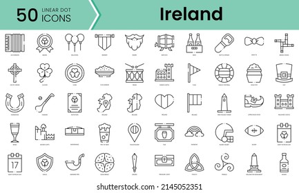 Set of ireland icons. Line art style icons bundle. vector illustration svg