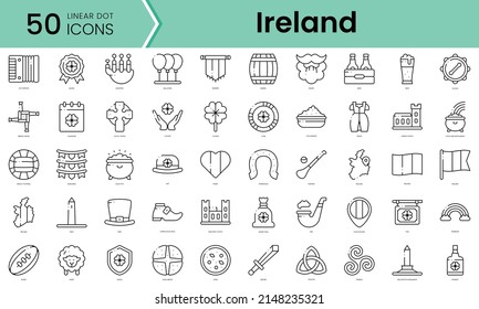 Set of ireland icons. Line art style icons bundle. vector illustration