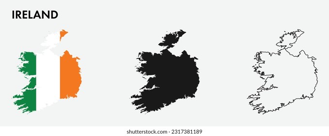 Set of Ireland map isolated on white background, vector illustration design