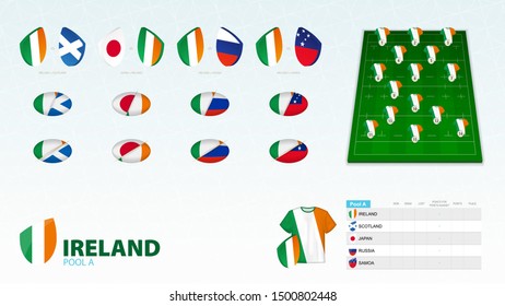 Set for Ireland rugby team. Rugby vector collection.