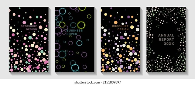 Set iridescent covers for notebooks with Boho girlish rainbows, clouds and stars. Set of aesthetic art templates for cover pages, backgrounds, brochures, notebooks, books.