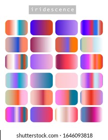 Set of iridescent gradient swatches for design, opalescent and shiny palette.