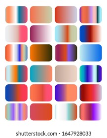 Set of iridescent gradient swatches for design. Mix of trend colors, opalescent and shiny palette.