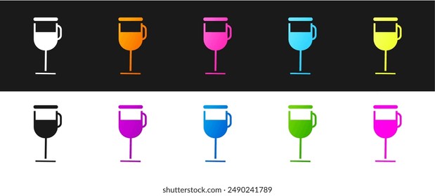 Set Irish coffee icon isolated on black and white background.  Vector Illustration