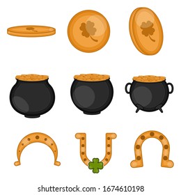 Set of irish lucky icons. Saint patricks icons - Vector