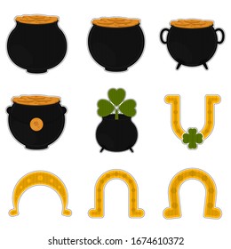 Set of irish lucky icons. Saint patricks icons - Vector