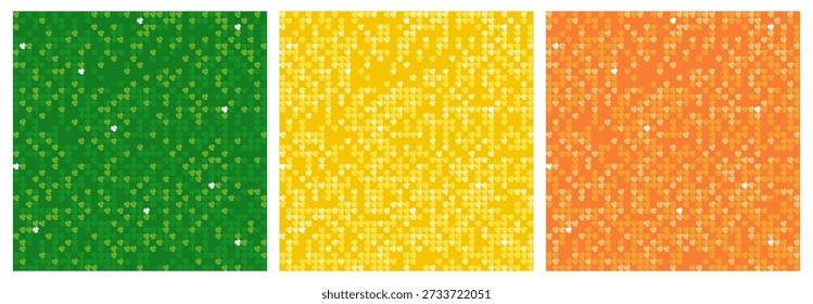 Conjunto de patrón irlandés sin fisuras con trébol. Ilustración vectorial del Día de Patricios
