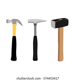 Set Iron Hammers Black Handle Sledge Stock Vector (Royalty Free ...