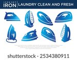 set of iron logo design . icon for laundry service business . Vector Illustration