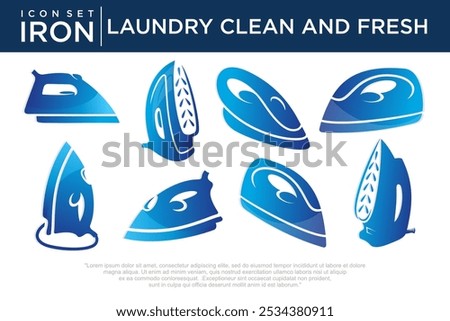 set of iron logo design . icon for laundry service business . Vector Illustration