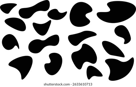 Set of Irregular Abstract Black Shapes for Pattern or Background Design, abstract black organic shapes on a white background. Ideal for use in seamless patterns, modern textile prints.