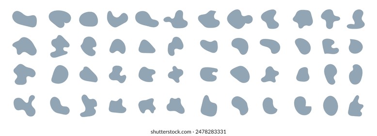 Set of irregular, blob, amoeba, freeform shape vector illustration