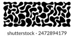 Set of irregular blobs. Black random liquid organic shapes. Wavy deform spots, fluid circle or simple amoeba blob. Abstract forms isolated on white background. Asymmetric blotches, amorphous elements.