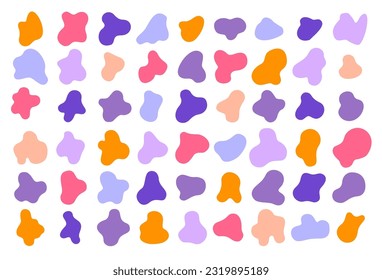 Set of irregular colorful blots. Vector illustration. Blob amoeba shapes isolated on white background