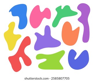 Set of irregular liquid organic shapes. Abstract colorful simple shapes