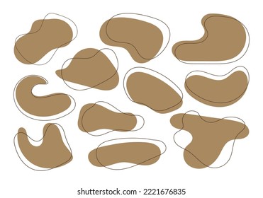 Set Of Irregular Organic Blob Shapes With Lines