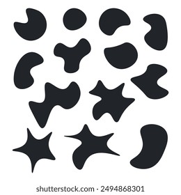Ensemble de gouttes irrégulières de liquide dans différentes formes. Formes abstraites modernes.  graphique à Image vectorielle plat