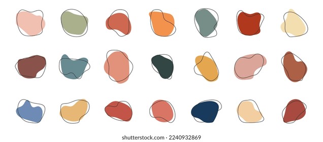 Set of irregular round blot form graphic element. Organic abstract fluid shapes isolated on white background.