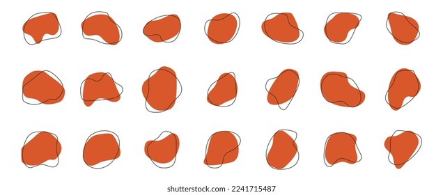 Set of irregular round blot form graphic element. Organic abstract fluid shapes isolated on white background.