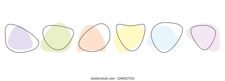 Set of irregular round blot form graphic element. Organic abstract fluid shapes isolated on white background.