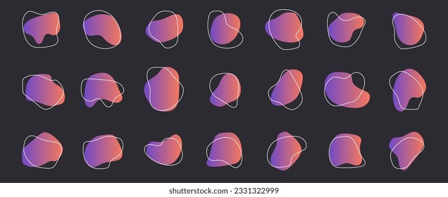 Set of irregular round blot form graphic element. Organic abstract fluid shapes isolated on white background.