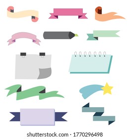 Set of Irregular  Shape Colorful Banner Ribbon Elements