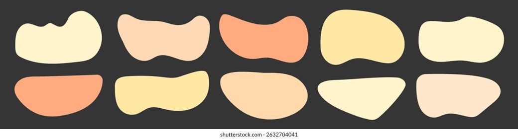 Set of irregular text box, organic blob shapes vector illustration