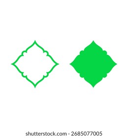 Conjunto de arcos del Islam. Colección aislada de marcos en color verde. Elementos de diseño tradicionales árabes y decoración para las fiestas islámicas.