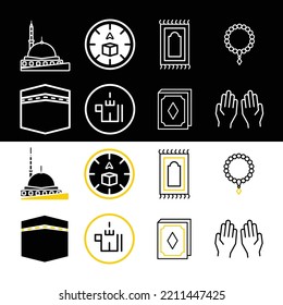 set of islam icons stock