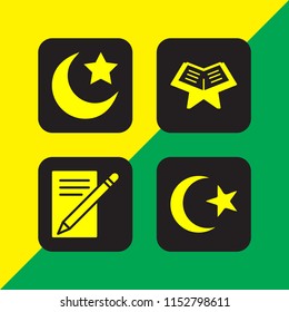 set with islam and write letter vector icons for web and mobile app